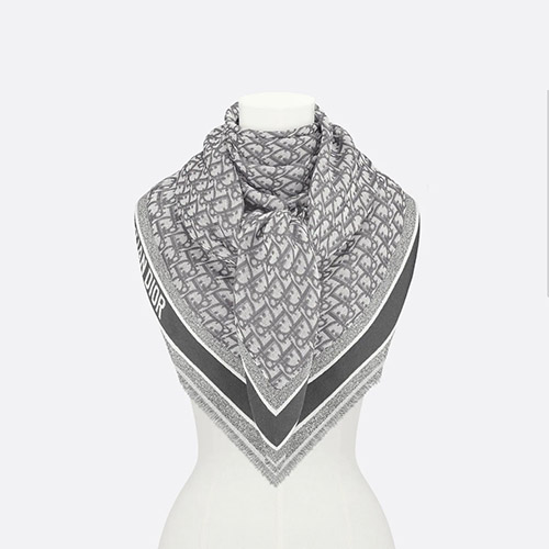 디올 D-오블리크 숄 울 실크 코튼 그레이 14DOB140I142-C813 - Dior D-Oblique Shawl Wool Silk Cotton Grey